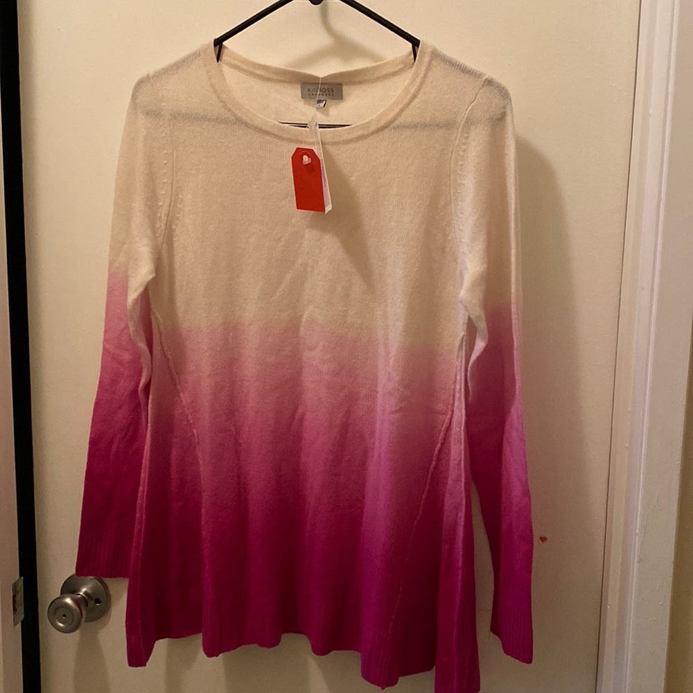 Kinross cashmere bleached multi sweater NWT